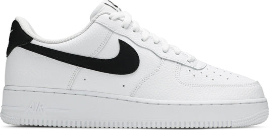 Nike Men's Air Force 1 Low '07 'White Black Pebbled Leather' Sneakers
