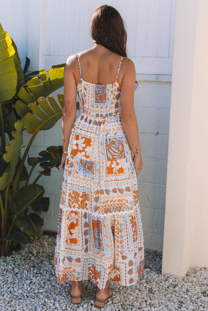 Threaded Pear Zora Ricrac Trim Spaghetti Straps Maxi Dress