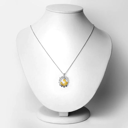 Round Blue Sapphire Prong Silver Pendant Necklace