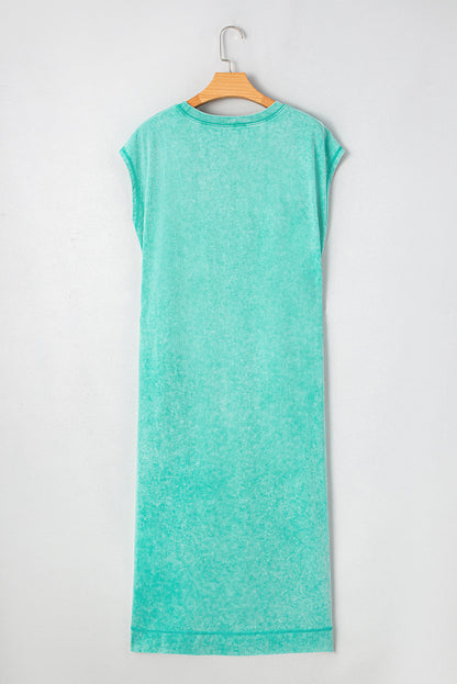Eloise Mineral Wash Pocketed T-shirt Long Dress by Threaded Pear
