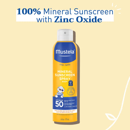 Mustela SPF50+ Sunscreen Lotion for Sensitive Skin - Water-Resistant, Natural Ingredients, Baby Friendly