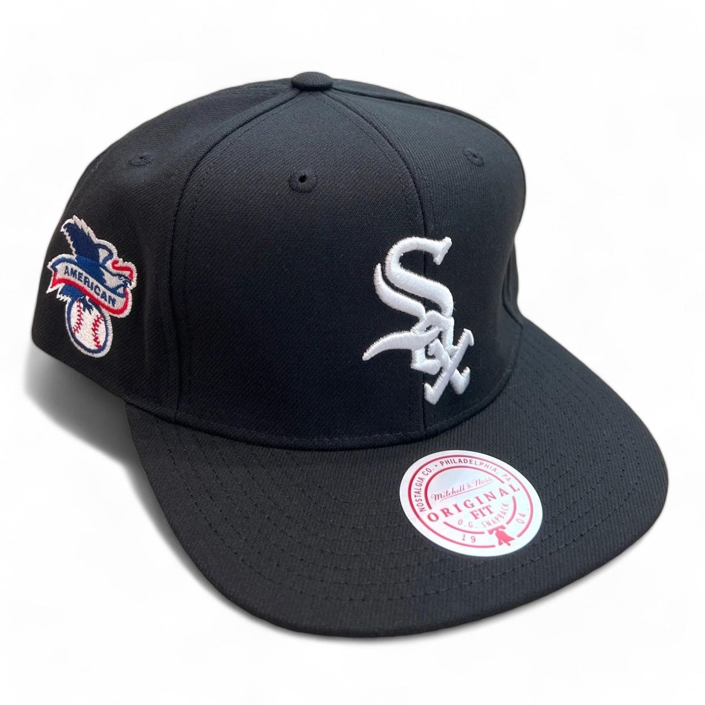 Mitchell & Ness Men's MLB League Patch Snapback White Sox Black