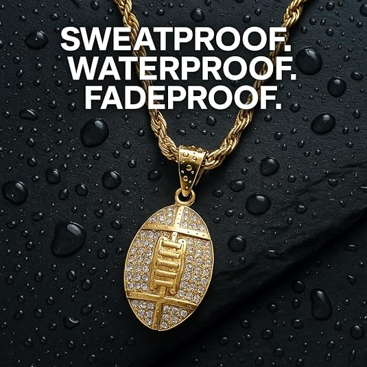 Steeltime 18k Gold Plated Football Necklace