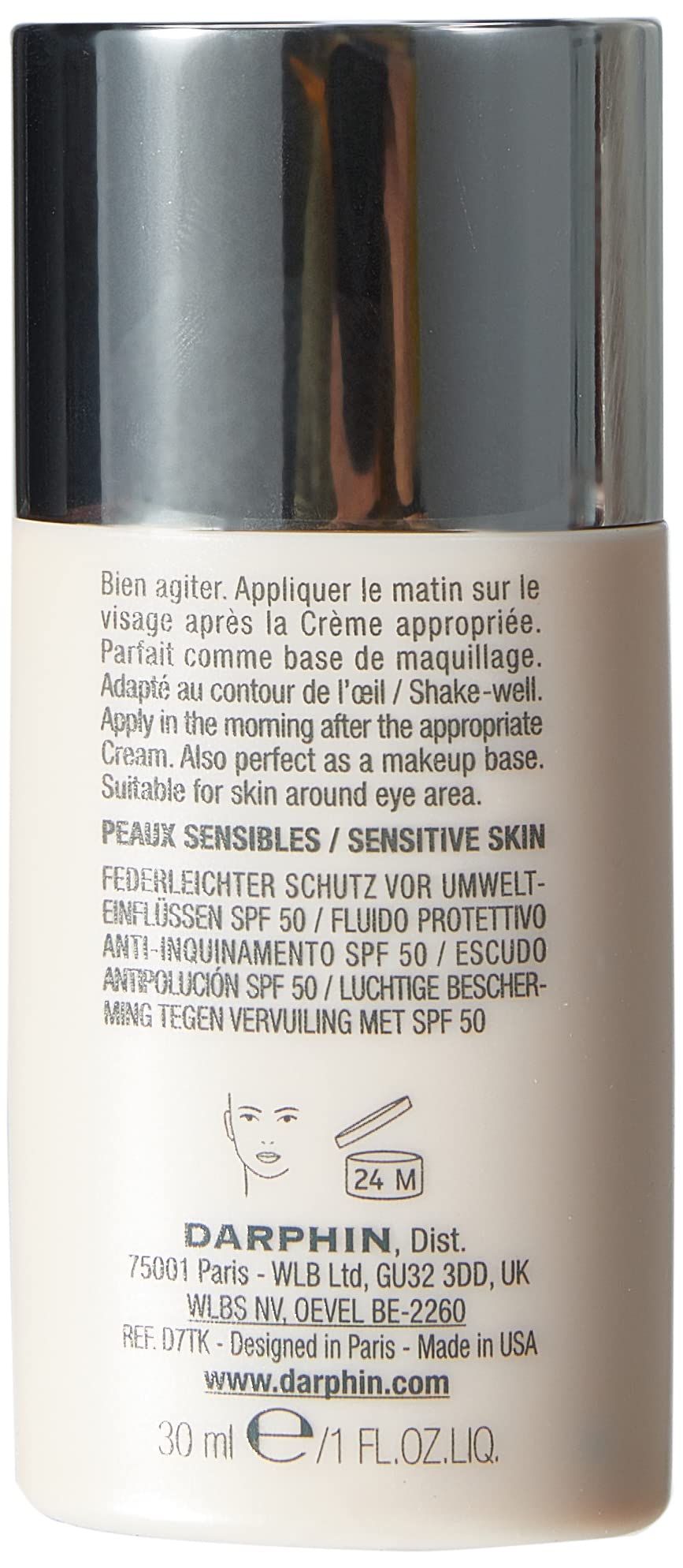 Darphin Intral Environmental Lightweight Shield SPF50 Sunscreen for Sensitive Skin - Paraben-Free, Lightweight Formula