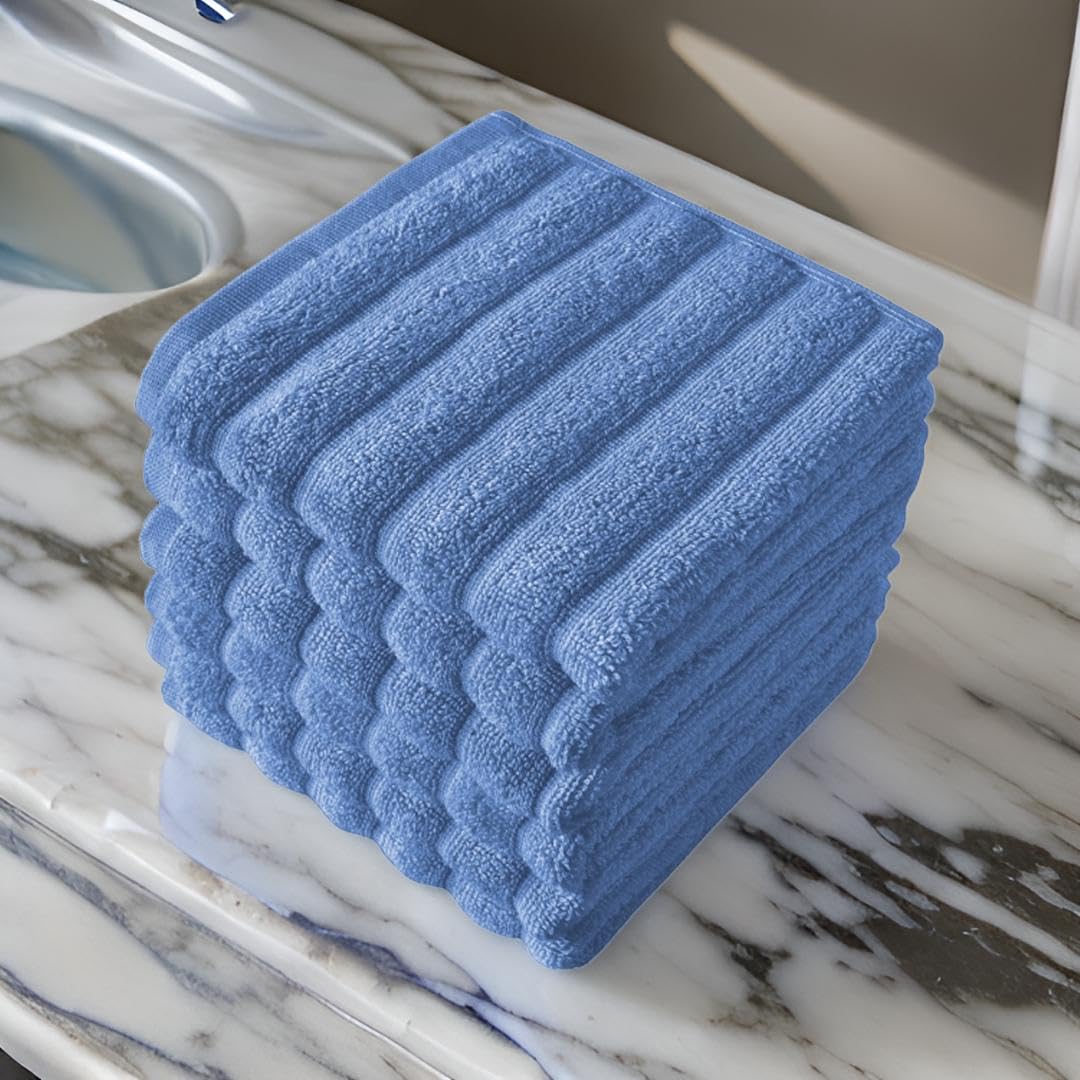 Classic Turkish Towels 100% Turkish Cotton Washcloths Set of 6, Absorbent & Quick Dry, Face Towels Wash Cloths for Hotel, Spa & Gym I 13"x13" - Classic Turkish Towels