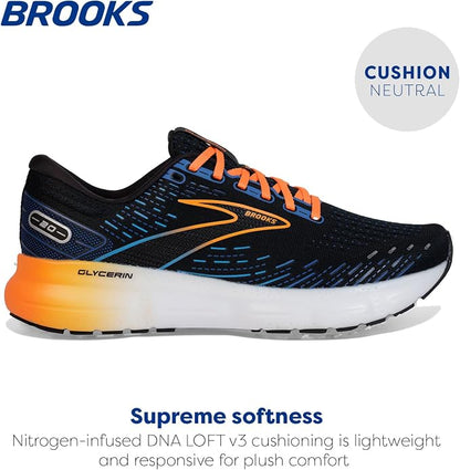 Brooks Men's Glycerin 20 - Black/Classic Blue/Orange Wide