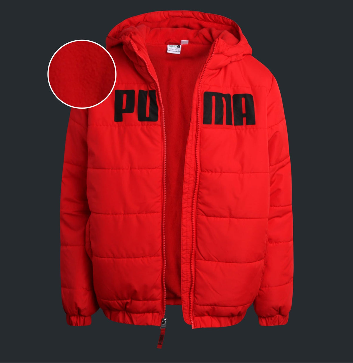 Puma Youth Puffer Bubble Polar Fleece Lined Outerwear Jacket Red