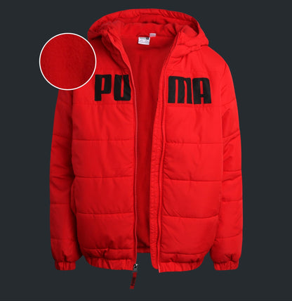 Puma Youth Puffer Bubble Polar Fleece Lined Outerwear Jacket Red