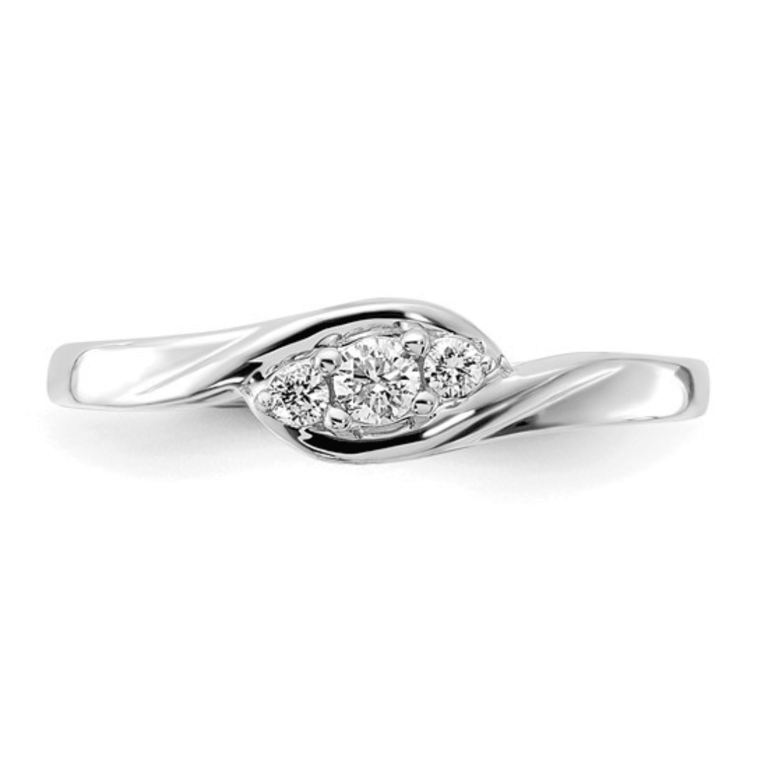14K White Gold Lab Grown Diamond Three Stone Engagement Ring