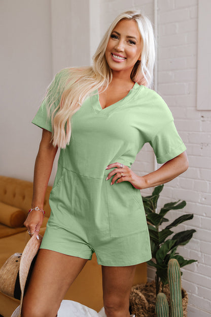 Threaded Pear Vivienne Half Sleeve Knit Romper