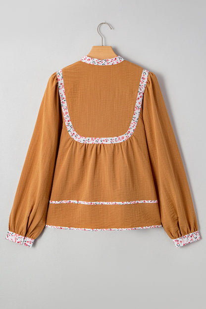 Threaded Pear Iridora Long Puff Sleeve Blouse