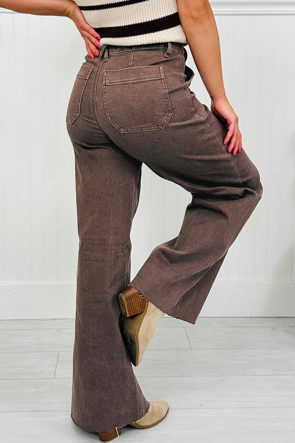 Threaded Pear Elora Washed Patch Loose Jeans
