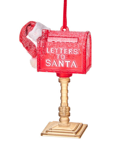 Kurt Adler 4Pc Mailboxes with Santa Hat Christmas Ornaments