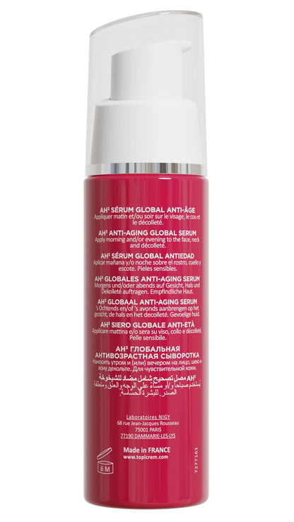 Topicrem Anti-Aging Serum AH3 Global - Hydrating, Anti-Wrinkle, Brightening Serum for Aging Skin with Hyaluronic Acid, Vitamin C & Niacinamide