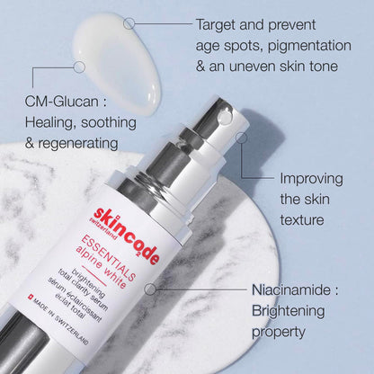 Skincode Brightening Total Clarity Serum - Niacinamide & Antioxidant Facial Serum for Brighter, Hydrated Skin
