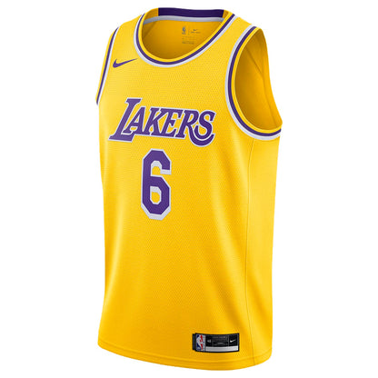 Nike Men's Los Angeles Lakers Lebron James Gold #6 Icon Swingman Jersey