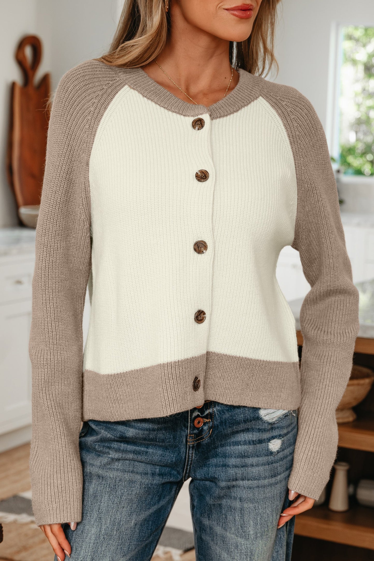 Threaded Pear Maryam Ribbed Knit Down Sweater