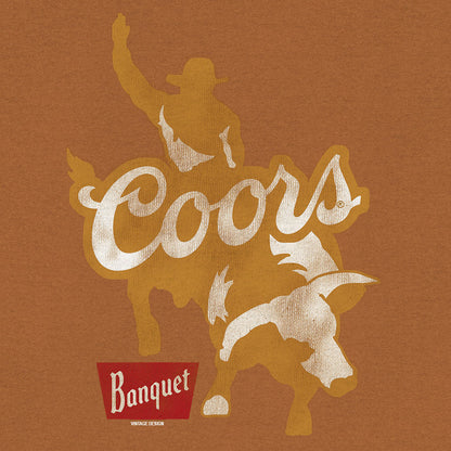 Coors Banquet Rodeo Bull Rider Front/Back T-Shirt - Brown Sugar