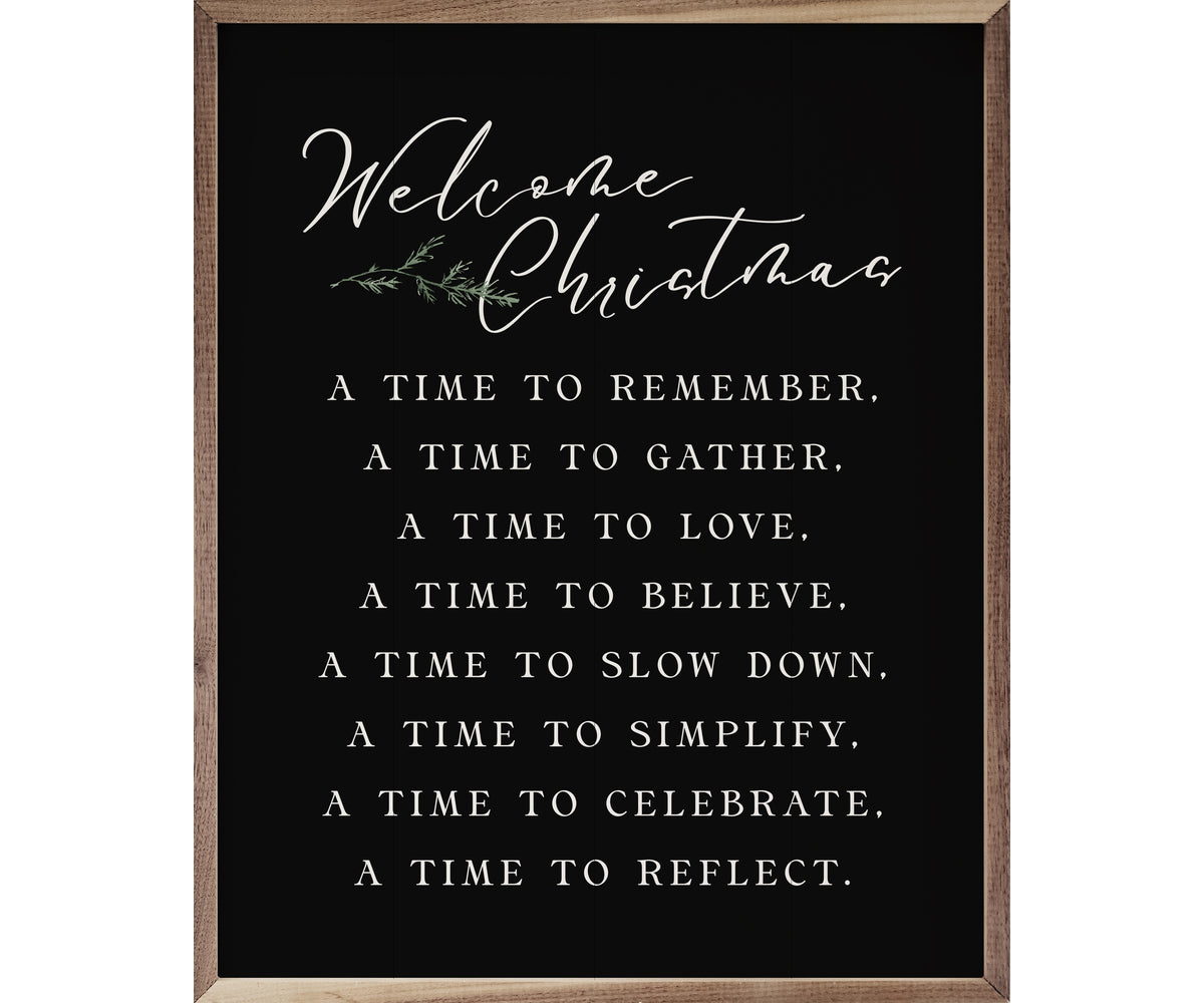 Kendrick Home Welcome Christmas A Time Greenery Black