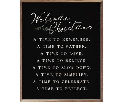 Kendrick Home Welcome Christmas A Time Greenery Black