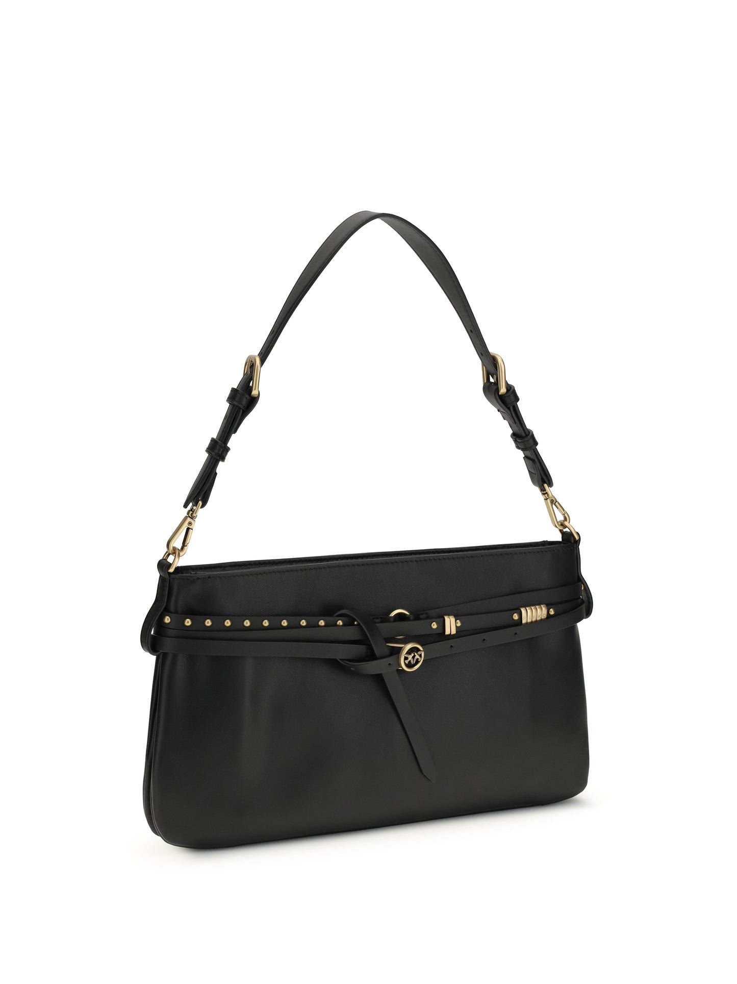 Shoulder Bag Calf Leather Black/Antique Gold