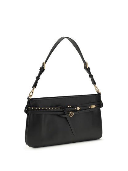 Shoulder Bag Calf Leather Black/Antique Gold