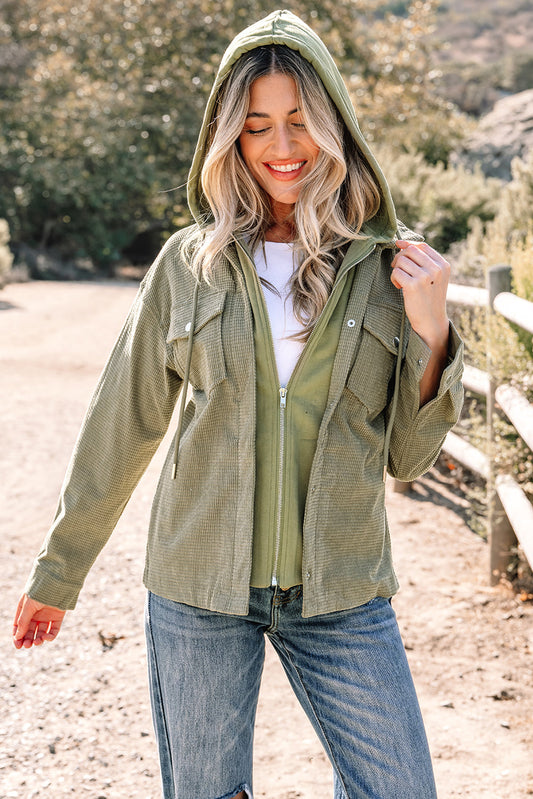 Threaded Pear Undine Knit Textured Hooded Jacket