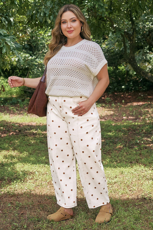 Threaded Pear Monroe Dot Print Barrel PLUS Jeans