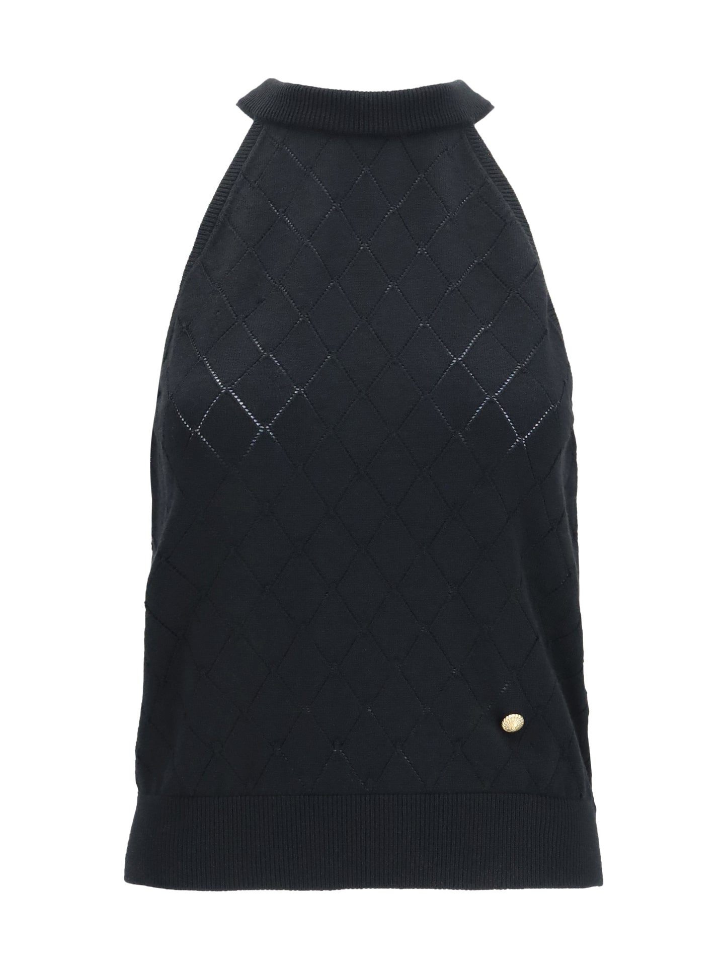 Top Sleeveless Merino Wool Crewneck Black