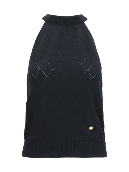 Top Sleeveless Merino Wool Crewneck Black