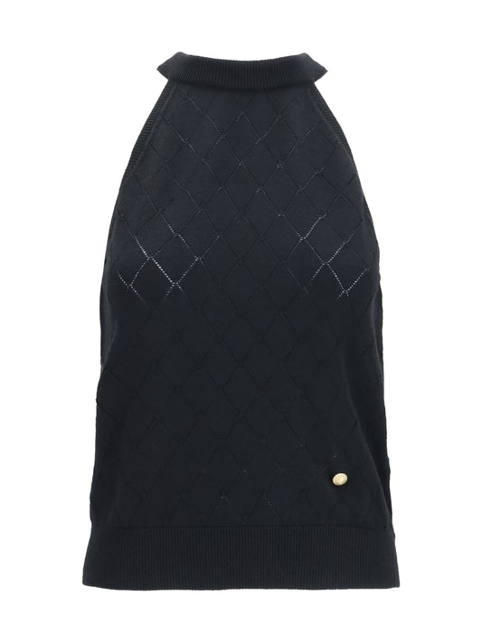 Top Sleeveless Merino Wool Crewneck Black