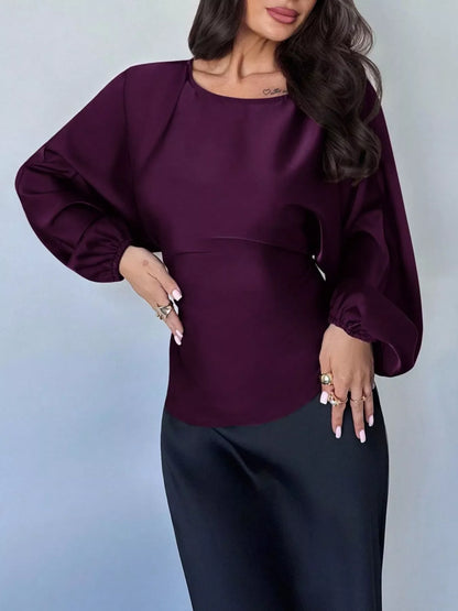 Polka Dot Round Neck Blouse