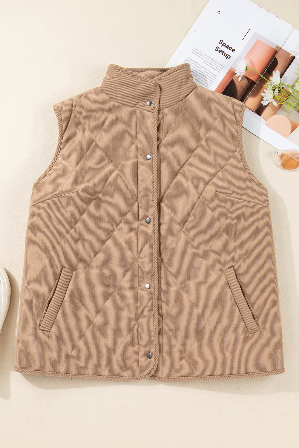 Threaded Pear Elizabeth Cord Snap Vest Plus Jacket