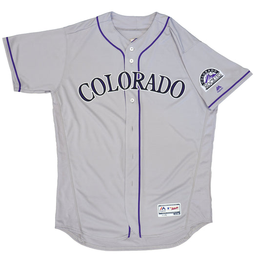 Majestic Men's MLB Colorado Rockies Authentic On Field Flex Base Jersey Gray