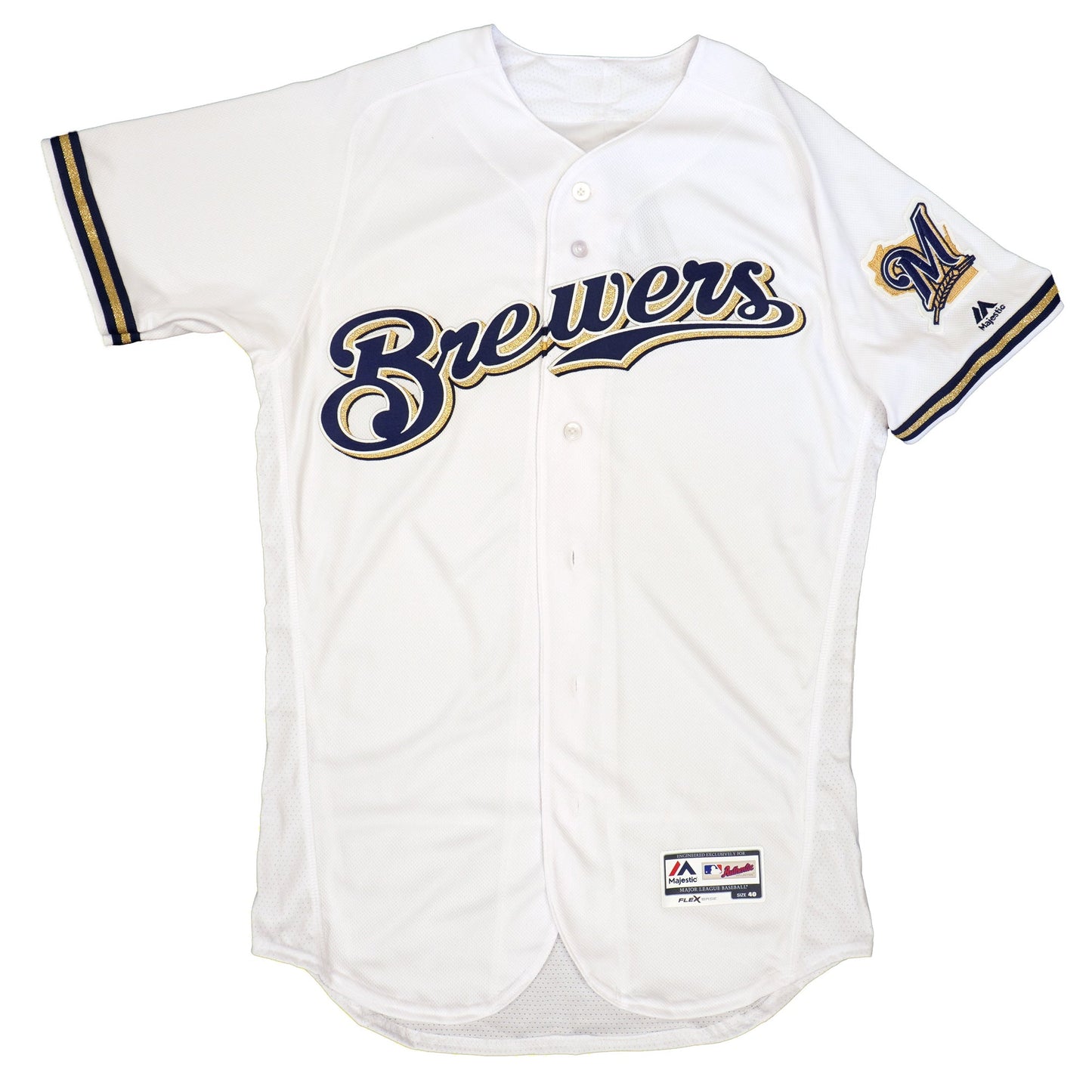 Majestic Men's MLB Milwaukee Brewers Authentic On Field Flex Base Jersey White