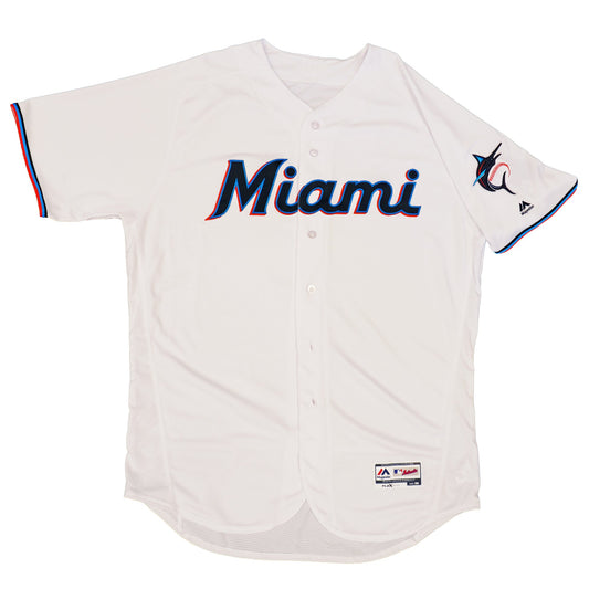 Majestic Men's MLB Miami Marlins Authentic On Field Flex Base Jersey White