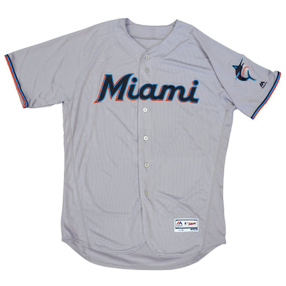 Majestic Men's MLB Miami Marlins Authentic On Field Flex Base Jersey Gray