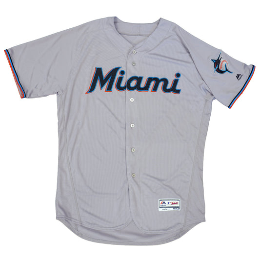 Majestic Men's MLB Miami Marlins Authentic On Field Flex Base Jersey Gray