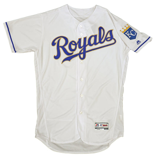 Majestic Men's MLB Kansas City Royals Authentic On Field Flex Base Jersey -Home White/Gold