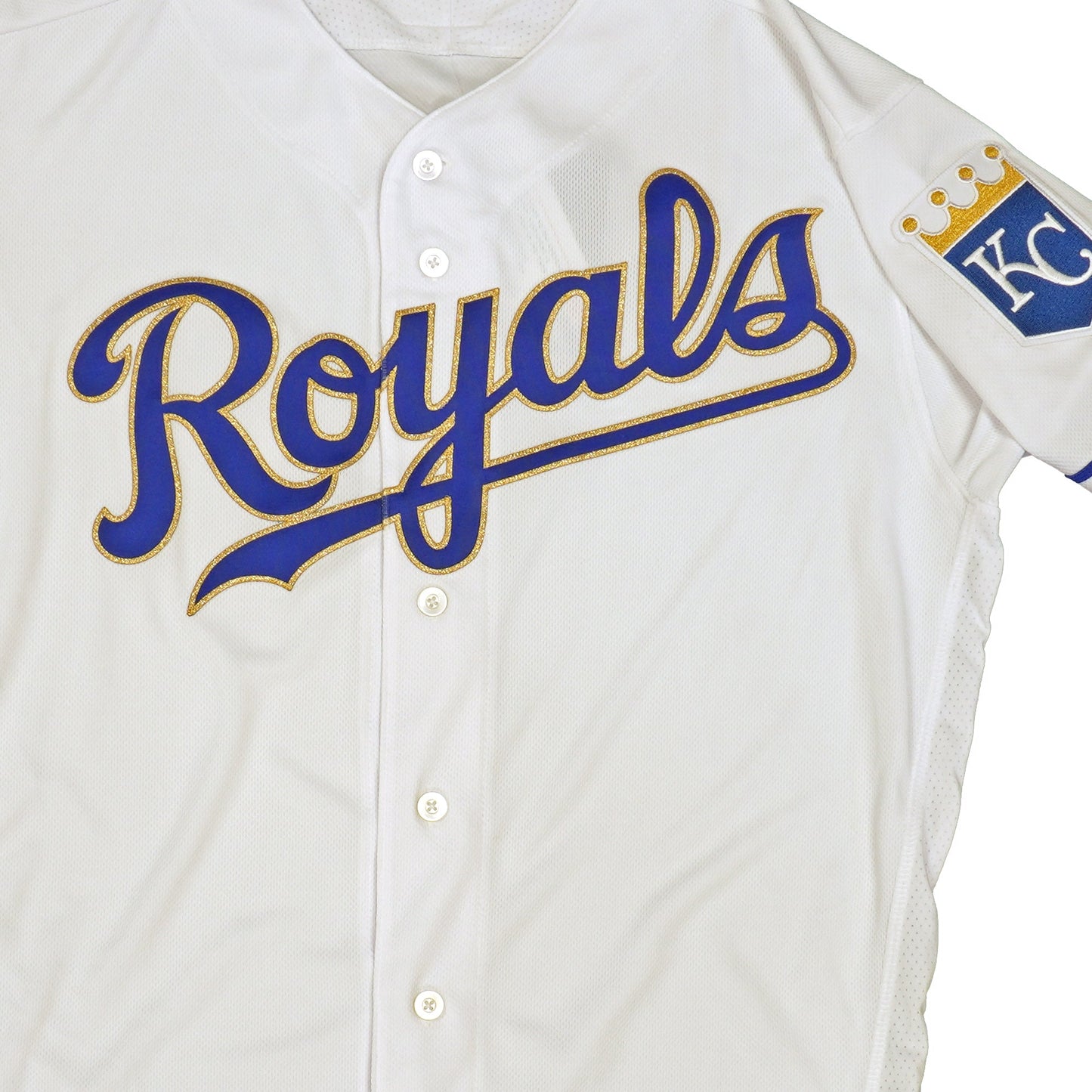 Majestic Men's MLB Kansas City Royals Authentic On Field Flex Base Jersey -Home White/Gold
