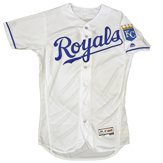 Majestic Men's MLB Kansas City Royals Authentic On Field Flex Base Jersey -Home White/Blue
