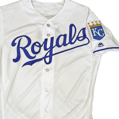 Majestic Men's MLB Kansas City Royals Authentic On Field Flex Base Jersey -Home White/Blue