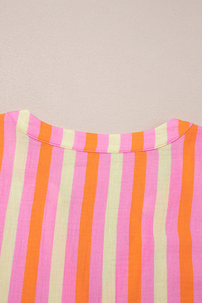 Threaded Pear Teresa Stripe Crinkled Half PLUS Blouse