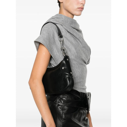 Shoulder Bag in Black Calf Leather