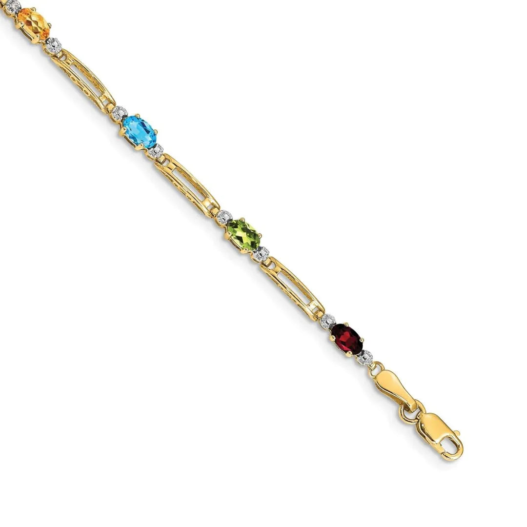 Genuine Rainbow Diamond Bracelet 10K Gold