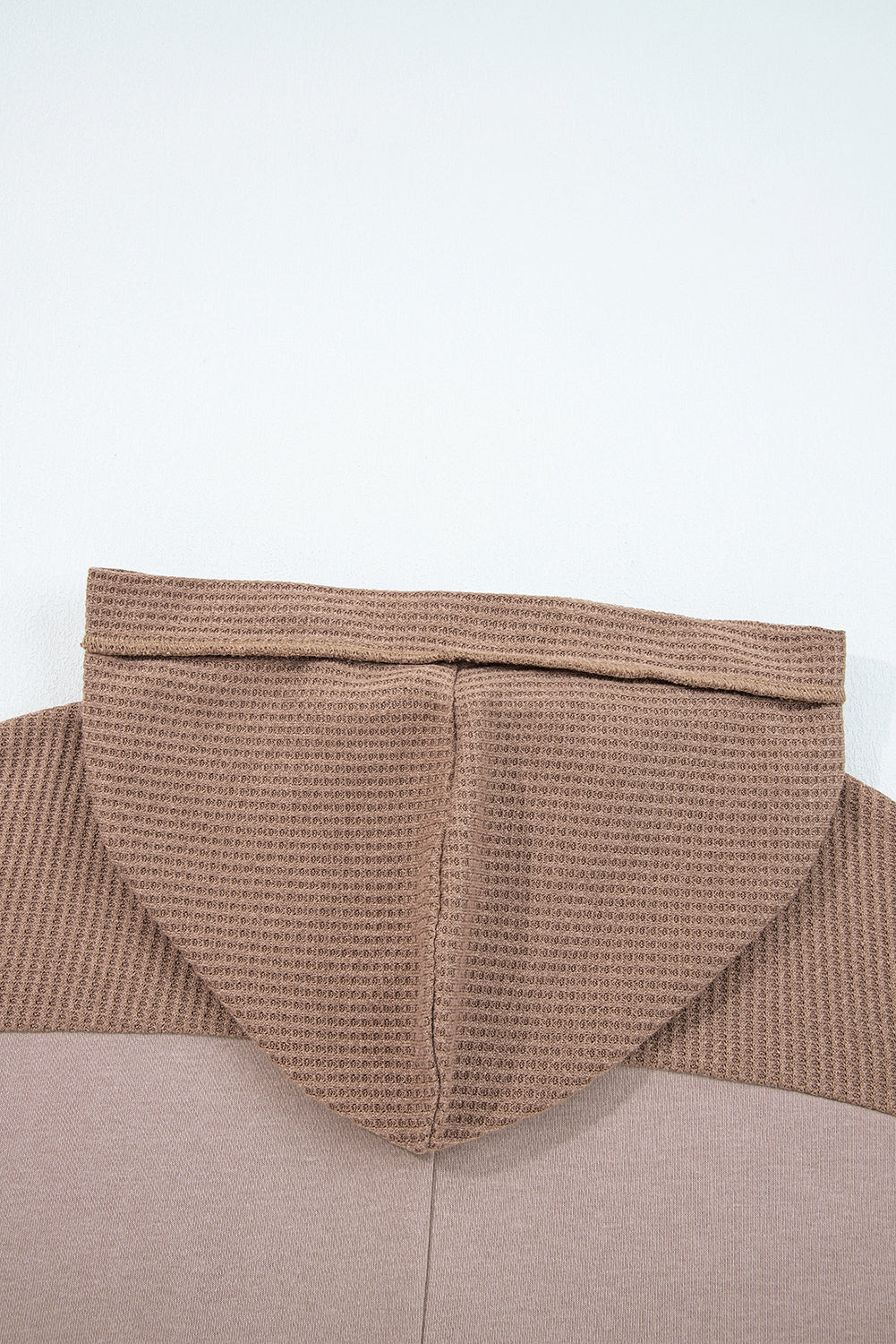 Threaded Pear Goat Waffle Contrast Patchwork Plus Size Pocketed Hoodie