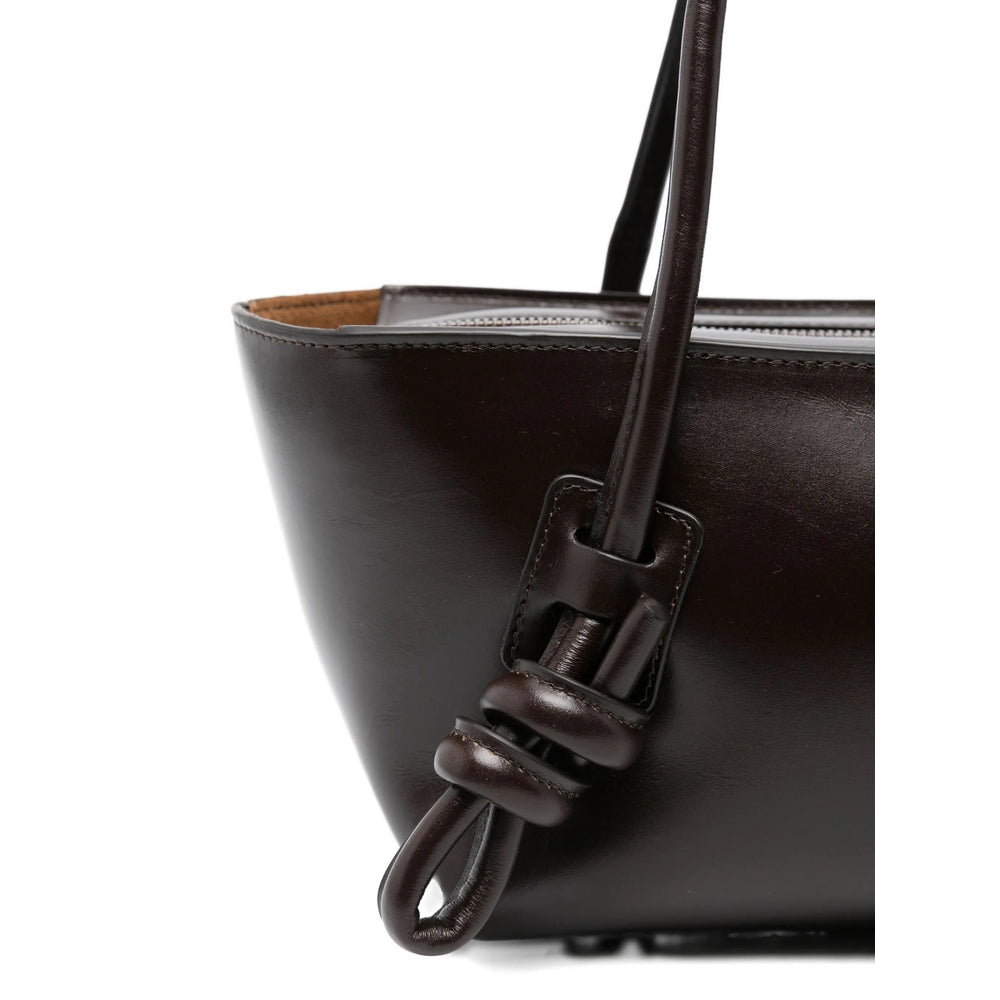 Brown Calf Leather Bag With Knot Detail