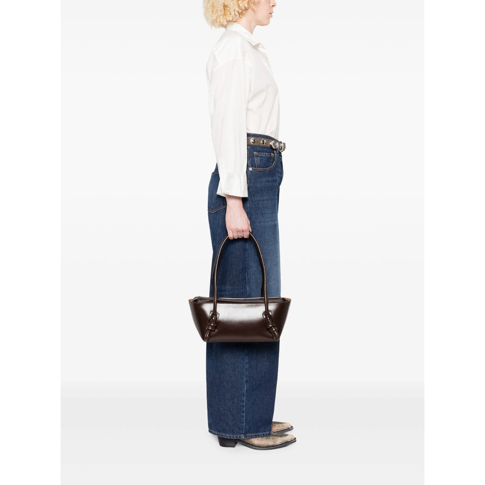 Brown Calf Leather Bag With Knot Detail