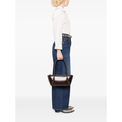 Brown Calf Leather Bag With Knot Detail