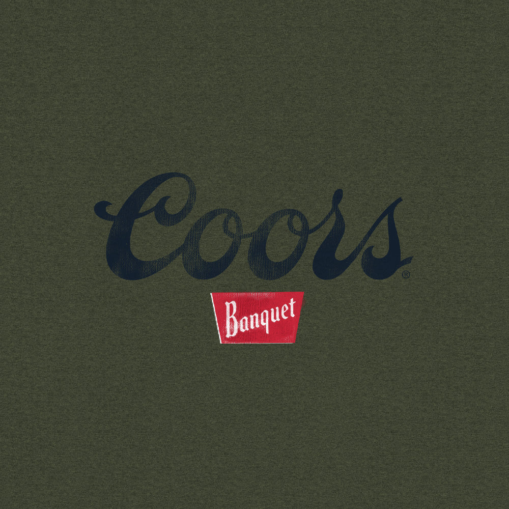Coors Banquet The Legend Left Chest Front and Back Print T-Shirt - Military Green